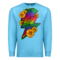 Ocean Blue LGBTQ+ Lightnin' Bolt With Sunflower Premium Sweatshirt - BundleAndBundleShop
