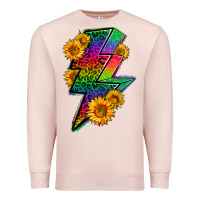 Pale Pink LGBTQ+ Lightnin' Bolt With Sunflower Premium Sweatshirt - BundleAndBundleShop