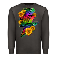 Smoke LGBTQ+ Lightnin' Bolt With Sunflower Premium Sweatshirt - BundleAndBundleShop