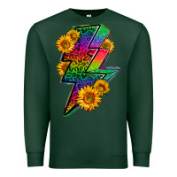 Sports Green LGBTQ+ Lightnin' Bolt With Sunflower Premium Sweatshirt - BundleAndBundleShop