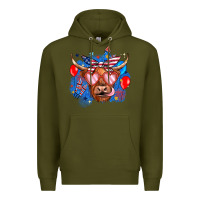 Army Green western america cow Premium Hoodie - JahusDesignShop