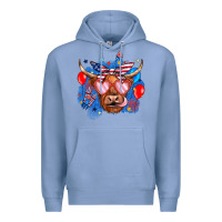 Colony Blue western america cow Premium Hoodie - JahusDesignShop