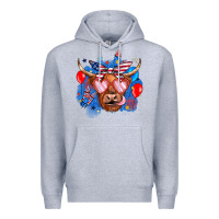 Heather Grey western america cow Premium Hoodie - JahusDesignShop