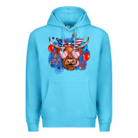 Ocean Blue western america cow Premium Hoodie - JahusDesignShop