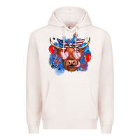 Pale Pink western america cow Premium Hoodie - JahusDesignShop