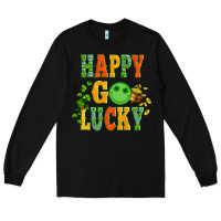Black happy go lucky  with coin and shamrock Long Sleeve Tee - Artiststas
