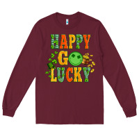 Burgundy happy go lucky  with coin and shamrock Long Sleeve Tee - Artiststas