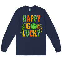 Navy happy go lucky  with coin and shamrock Long Sleeve Tee - Artiststas