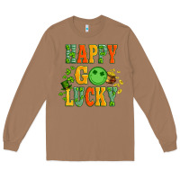 Toasted Coconut happy go lucky  with coin and shamrock Long Sleeve Tee - Artiststas