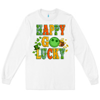 White happy go lucky  with coin and shamrock Long Sleeve Tee - Artiststas