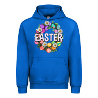 Cobalt Easter with eggs and daisy Easter Day Urban Hoodie - HowdyJamesFarm