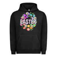 Pigment Black Easter with eggs and daisy Easter Day Urban Hoodie - HowdyJamesFarm