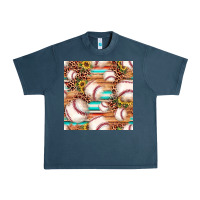 Midnight Navy baseball leopard sunflower seamless pattern Urban Heavy Tee - JahusDesignShop