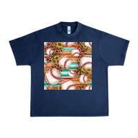 Navy baseball leopard sunflower seamless pattern Urban Heavy Tee - JahusDesignShop