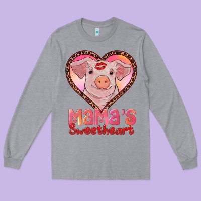 Mama's Sweetheart Baby Pig Long Sleeve Tee Designed By Adodesignshop