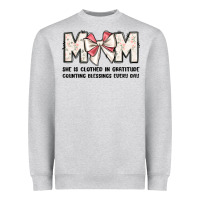 Heather Grey mom she is clothed in gratitude counting blessings Heavyweight Sweatshirt - JahusDesignShop