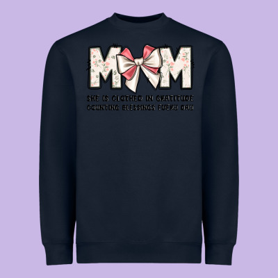 Mom She Is Clothed In Gratitude Counting Blessings Heavyweight Sweatshirt Designed By Jahusdesignshop