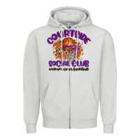Dove Grey courtside social club Zipper Hoodie - MaliasSmallBusiness