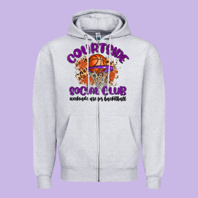 Courtside Social Club Zipper Hoodie Designed By Maliassmallbusiness