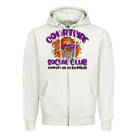 Oatmeal Heather courtside social club Zipper Hoodie - MaliasSmallBusiness