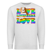 Oatmeal Heather Western LGBTQ+ Love Lives Here Tumbler Premium Sweatshirt - BundleAndBundleShop