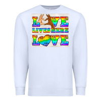 White Western LGBTQ+ Love Lives Here Tumbler Premium Sweatshirt - BundleAndBundleShop