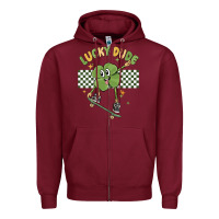 Burgundy lucky dude Zipper Hoodie - MaliasSmallBusiness