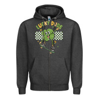 Charcoal Heather lucky dude Zipper Hoodie - MaliasSmallBusiness