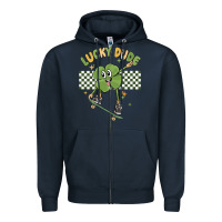 Navy lucky dude Zipper Hoodie - MaliasSmallBusiness