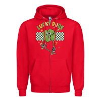 Red lucky dude Zipper Hoodie - MaliasSmallBusiness