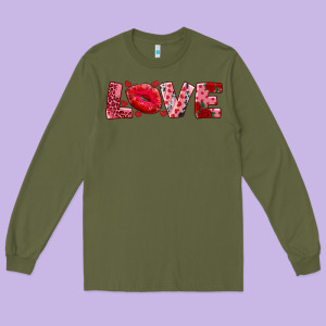 Love With Kiss Long Sleeve Tee Designed By Adodesignshop