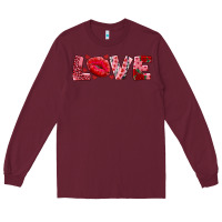 Burgundy love with kiss Long Sleeve Tee - AdoDesignShop