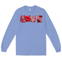 Colony Blue love with kiss Long Sleeve Tee - AdoDesignShop