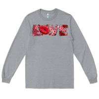 Heather Grey love with kiss Long Sleeve Tee - AdoDesignShop