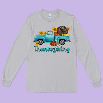 Thanksgiving Truck Turkey Long Sleeve Tee Designed By Adodesignshop
