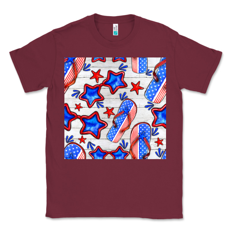 4th Of July Flip Flops Seamless Pattern Classic Tee by BundleAndBundleShop | Teevron