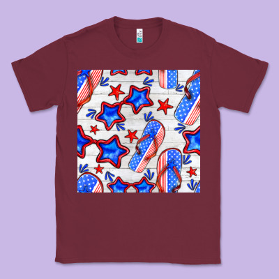 4th Of July Flip Flops Seamless Pattern Classic Tee Designed By Bundleandbundleshop