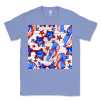 Colony Blue 4th of july flip flops seamless pattern Classic Tee - BundleAndBundleShop