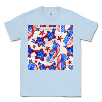 Dusty Blue 4th of july flip flops seamless pattern Classic Tee - BundleAndBundleShop