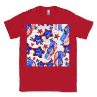 Red 4th of july flip flops seamless pattern Classic Tee - BundleAndBundleShop