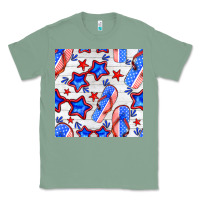 Sage 4th of july flip flops seamless pattern Classic Tee - BundleAndBundleShop