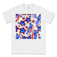 White 4th of july flip flops seamless pattern Classic Tee - BundleAndBundleShop