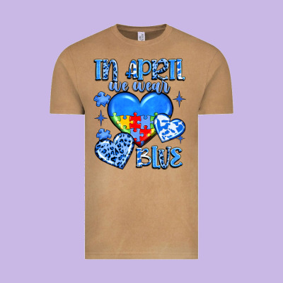 In April We Wear Blue Vintage Tee Designed By Jahusdesignshop