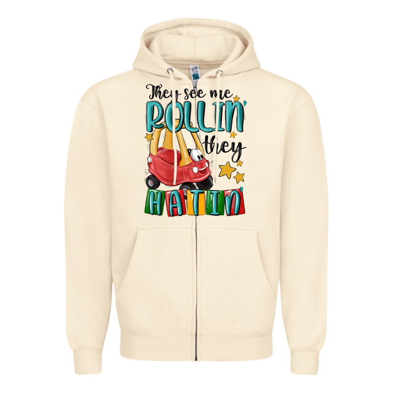 They See Me Rollin' They Hatin' Zipper Hoodie by MaliasSmallBusiness | Teevron