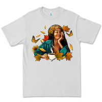 Dove Grey Fall afro woman with coffee Premium Tee - RanaPortraitStore