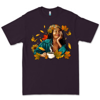 Plum Fall afro woman with coffee Premium Tee - RanaPortraitStore