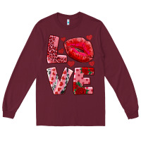 Burgundy love kiss Long Sleeve Tee - AdoDesignShop