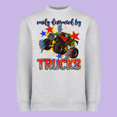 Easily Distracted By Trucks Heavyweight Sweatshirt Designed By Adodesignshop