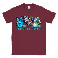 Burgundy peace love winter ado Classic Tee - AdoDesignShop