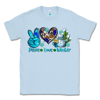 Dusty Blue peace love winter ado Classic Tee - AdoDesignShop
